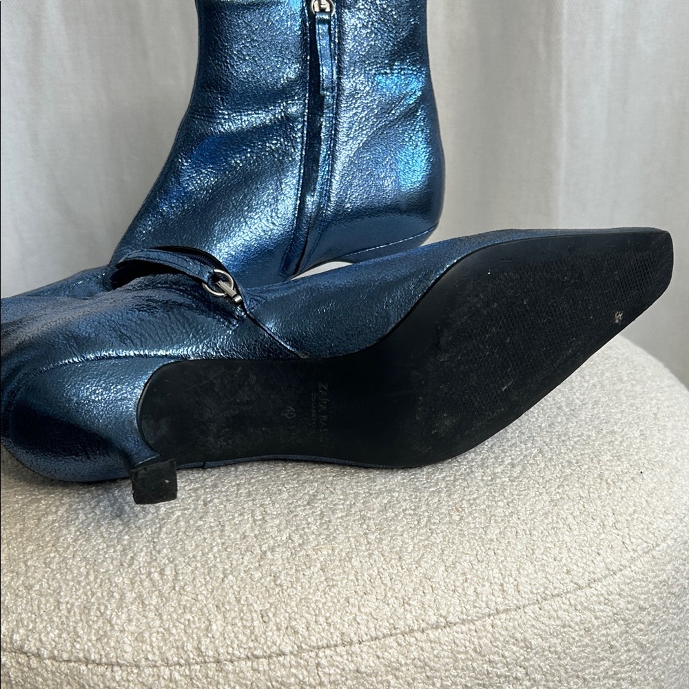 Zara Shimmering Blue Ankle Booties - Picture 6 of 9